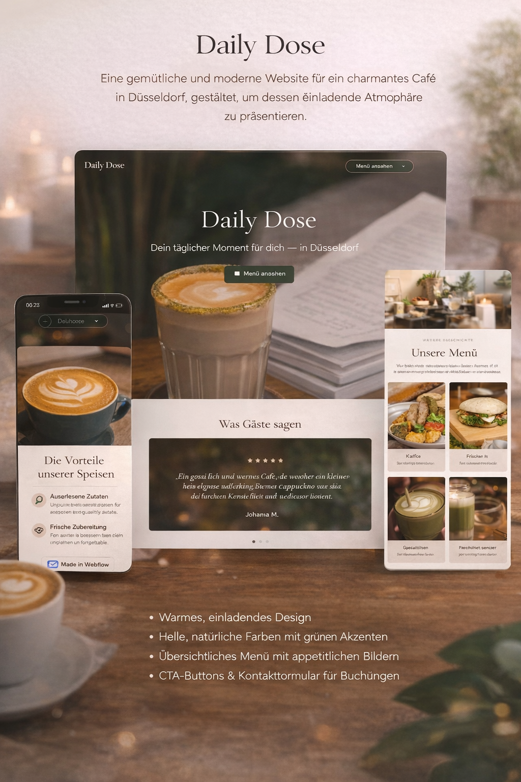Daily Dose Cafe Website - Moderne Website für Cafe-Business